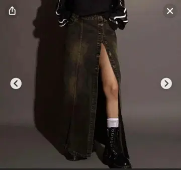 aclent 프론트 버튼 빈티지 데님 스커트