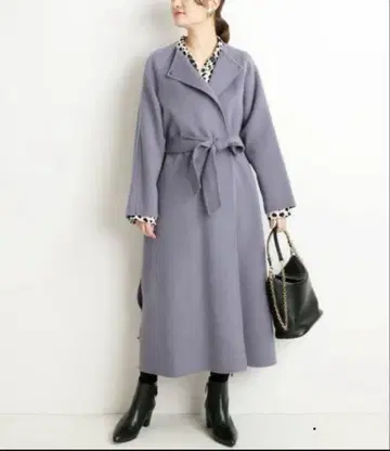 VERMEIL par iena 리버 롱 코트 블루 그레이