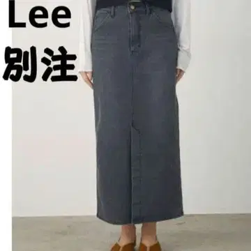 Lee ViS 별주 스트레치 데님 펜슬 스커트 블랙