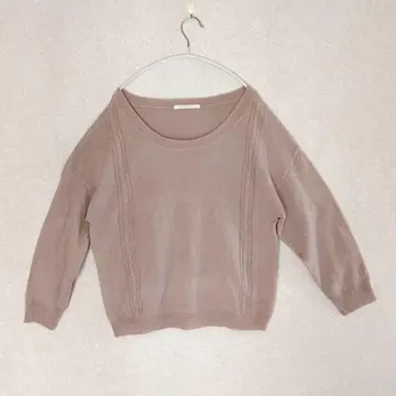 올리브 데 올리브 케이블 짜임 5부 소매 니트