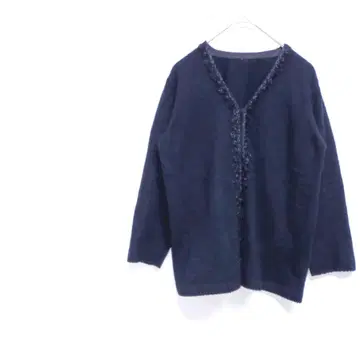 블랙 긴팔 가디건 레이스 장식 프리 앞 버튼 신축성 캐주얼