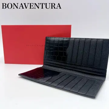 [ 미사용 새상품 ] 보나벤투라 장지갑 노브레사 x 엠보싱 악어가죽 블랙