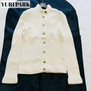 새상품급 유리파크 백리본 코튼 니트 가디건 골드 버튼