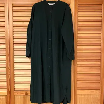 무인양품 양면 기모 플란넬 스탠드 카라 긴팔 원피스