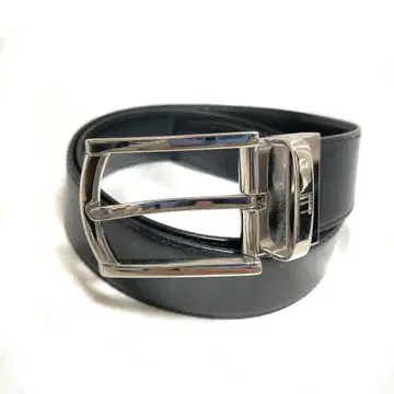 던힐 가죽 벨트 블랙 실버 버클