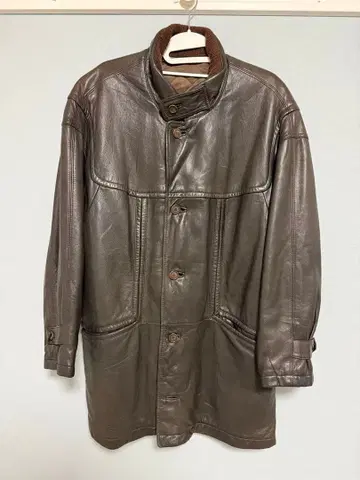 프랑스제 브라운 가죽 코트