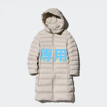 유니클로 울트라 라이트 다운 롱 코트 M 사이즈 베이지 새상품급