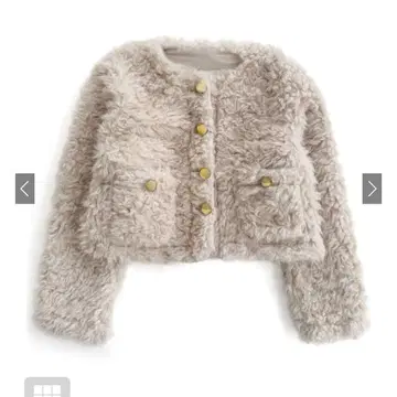 골드 버튼 시프 퍼 자켓 on326