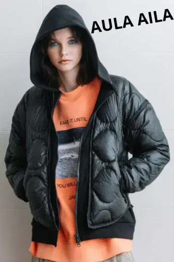 새상품급 AULA AILA 본딩 도킹 퀼팅 다운 자켓 블랙