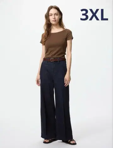 새상품 UNIQLO 와이드 트라우저 청바지 3XL 빅 사이즈 Navy