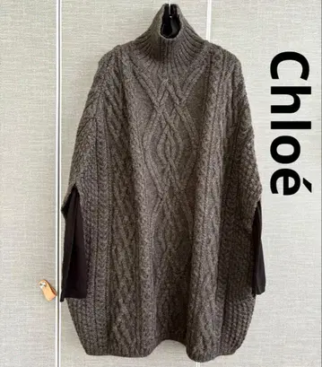 [ 새상품급 ] 끌로에 알파카 울 케이블 니트 판초