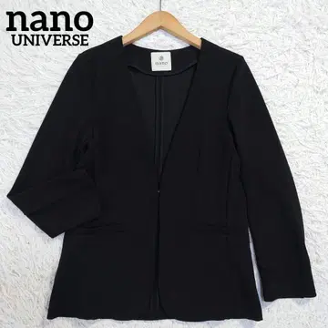 나노 유니버스 컷 조젯 자켓 노카라 스트레치 블랙 40