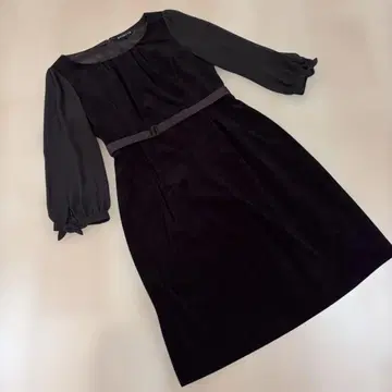 BRIGITTE 브리짓 무릎 기장 원피스 브라운 7부 소매 벨로아