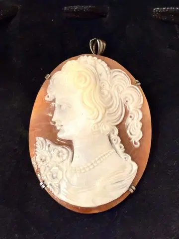 쉘 카메오 이탈리아 구매 브로치 & 목걸이 5.0 x 3.8cm 손 조각