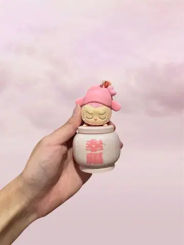 러브브 중국풍 스트랩 핀 분홍색 캐릭터 저금통