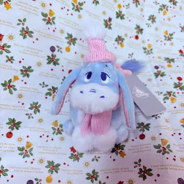 이요르 봉제 인형 키체인 핑크 블루 Winter Shiny