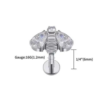 [ 6mm 1개 ] 실버 16G 바디피 티타늄 연골 귀걸이