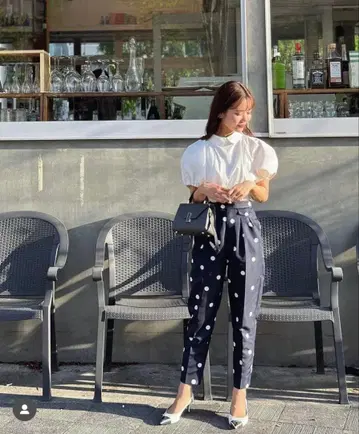 [ HYEON ] 캐롯 팬츠 (도트 네이비)