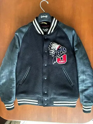 Schott 스타디움 점퍼 블랙/가죽 M 사이즈