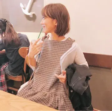 로지몬스터 체크 발레리나 원피스 울 점프스커트 골드 버튼