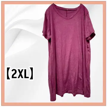 [ 2XL ] 빅 사이즈 퍼플 V넥 반팔 튜닉