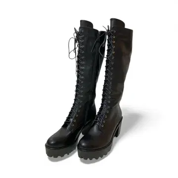 미사용급 롱 부츠 빅 사이즈 레이스업 부츠 블랙 46 y2k