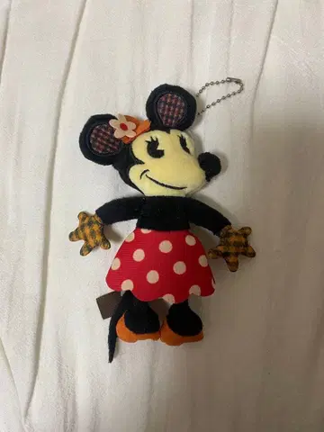 미니 마우스 핑 레트로 봉제 인형 키링