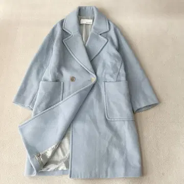 새상품급 위임 가젯 롱 코트 캐시미어 빅 칼라 라이트 블루 최근