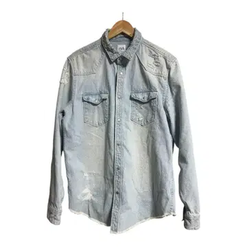 ZARA 데미지 데님 셔츠 G 라이트 블루