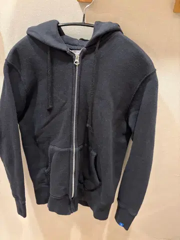 LOOPWHEELER 블랙 후드티 풀 집업