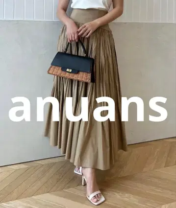 새상품급 anuans 플리츠 스커트 MEDIUM 베이지 여성용