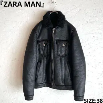 [ ZARA MAN ] 3rd 트래커 자켓 무스탕 자켓 블랙 38