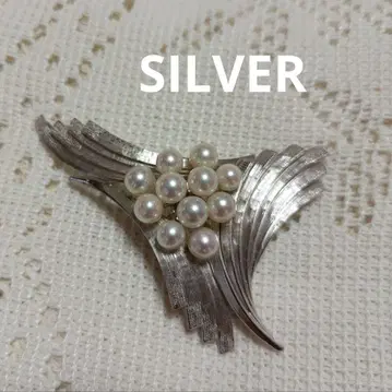 펄 11개 SILVER 브로치
