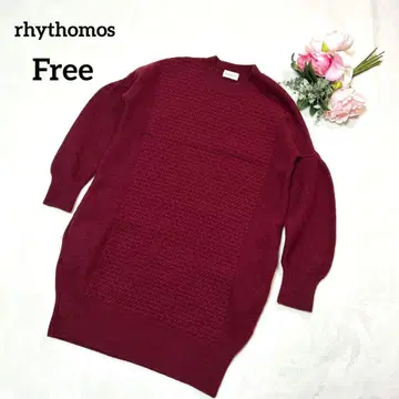 뤼토모스 니트 원피스 보르도 긴팔 튜닉 볼륨 소매 005