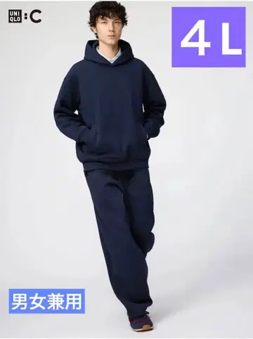 UNIQLO 맨투맨 와이드 팬츠 남녀 공용 4L 네이비
