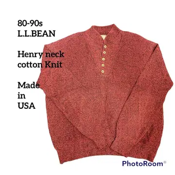 80s 90s L.L.bean 헨리넥 코튼 니트 명작 레어 컬러