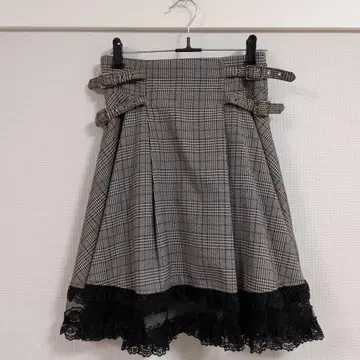 ROJITA 체크 무늬 미니 스커트 사이드 버클 포함