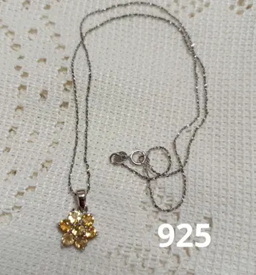 시트린 컬러 925 플라워 목걸이