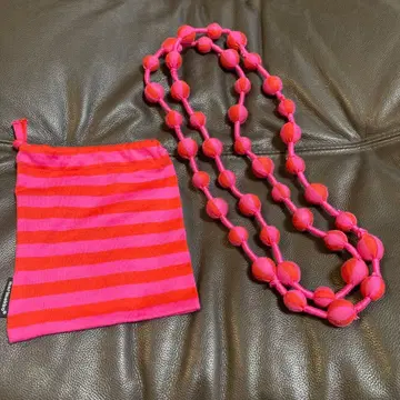 마리메꼬 marimekko 핑크 보더 코튼 목걸이 파우치 포함