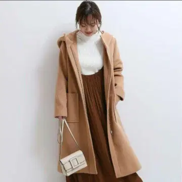 노블 NOBLE 비버 지퍼 후디 코트 울 핑크 베이지 S