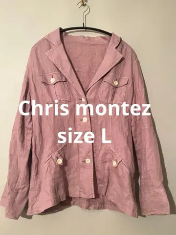 크리스몬테스 린넨 100% 퍼플 핑크 자켓 봄/여름 L 빅