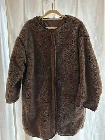 보아 자켓 브라운 플리스 자켓 오버 사이즈 롱 코트