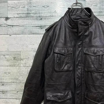 [ BAP ] 소가죽 블랙 가죽 자켓 빈티지 레트로 블루종