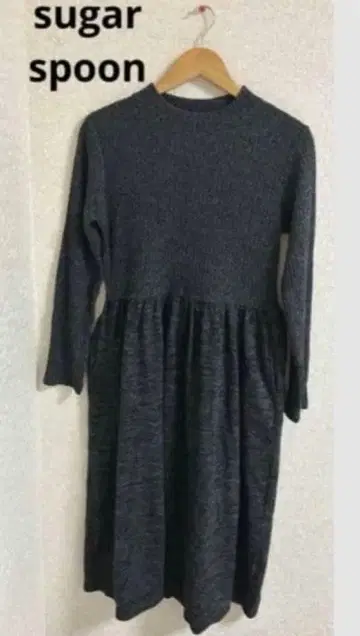 sugar spoon 하이넥 니트 개더 원피스