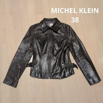MICHEL KLEIN 가죽 다크 브라운 자켓