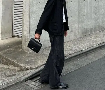 nugu 블랙 데님 와이드 팬츠