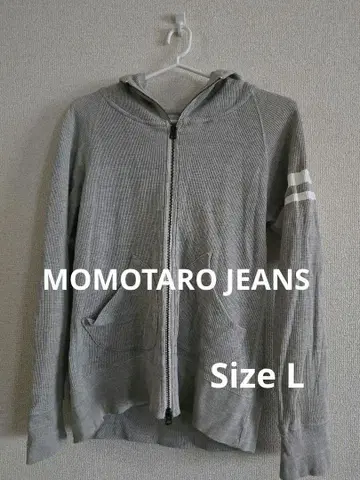 모모타로 진즈 출진 와플 풀 집업 후드티 L 그레이