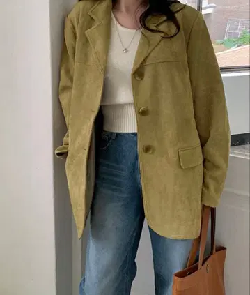 스웨이드 터치 테일러드 자켓 베이지