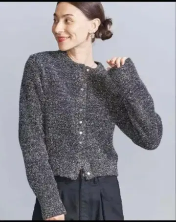 BEAUTY&YOUTH 라메 크루넥 숏 가디건