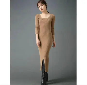 lo'r Layered Rib Knit Dress 리브 니트 드레스